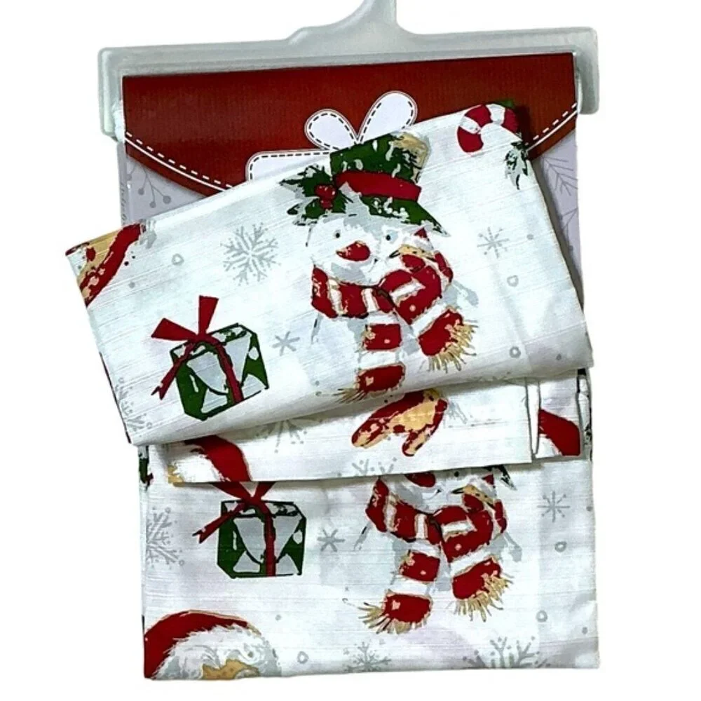 Holiday Shower Curtin Fabric Santa Snowman Christmas Bath Decor 70 x 72 Inch